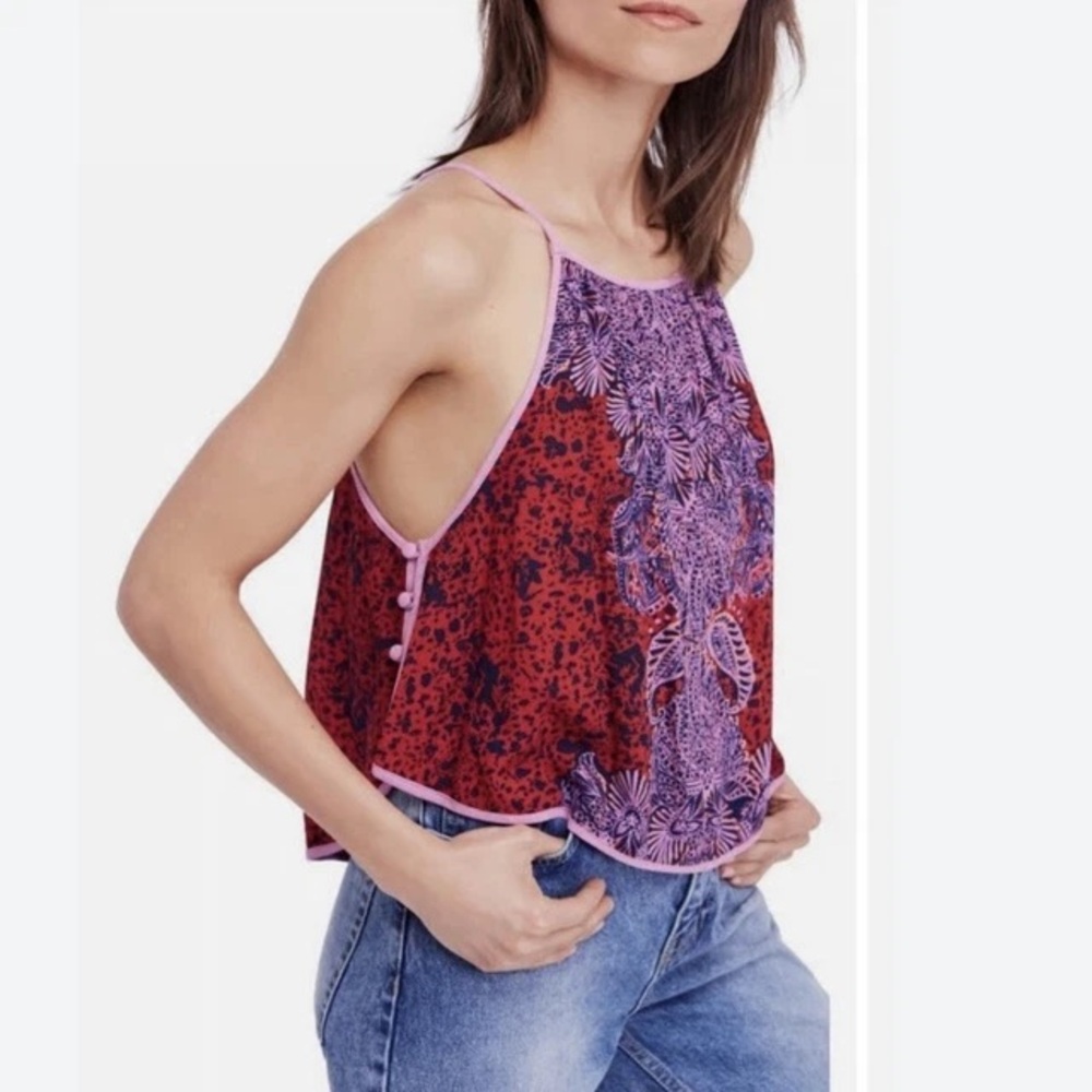 FREE PEOPLE Women’s Break Free Paisley Print Tie Back Tank Medium